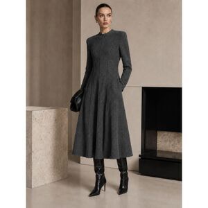 BOSS Hugo Boss Runway Edition Wool Bouclé Midi Dress Size L Made in Italy